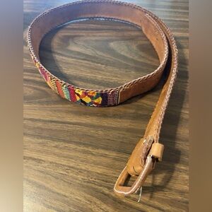 Boho Leather Belt with Colorful Pattern